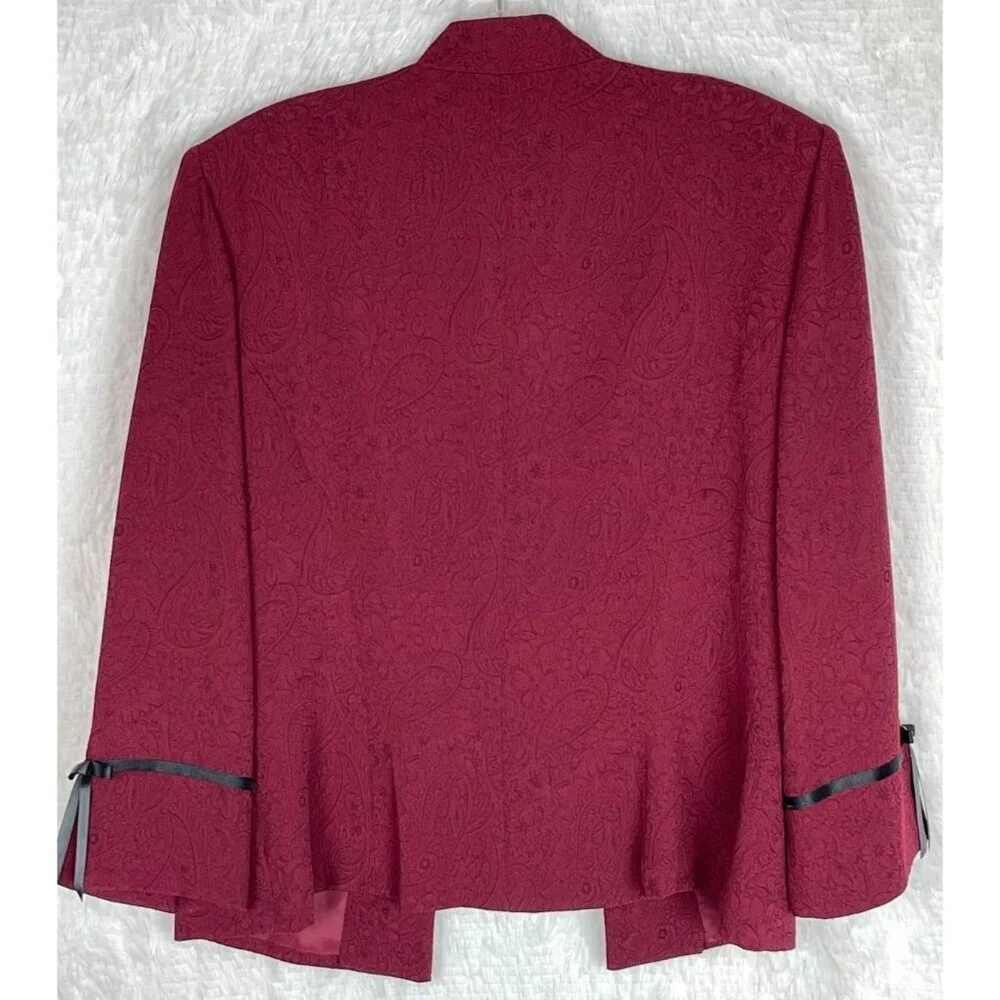 Jessica Howard 12 2 Piece Jacket & Top Maroon Paisley Textured Mother of Bride